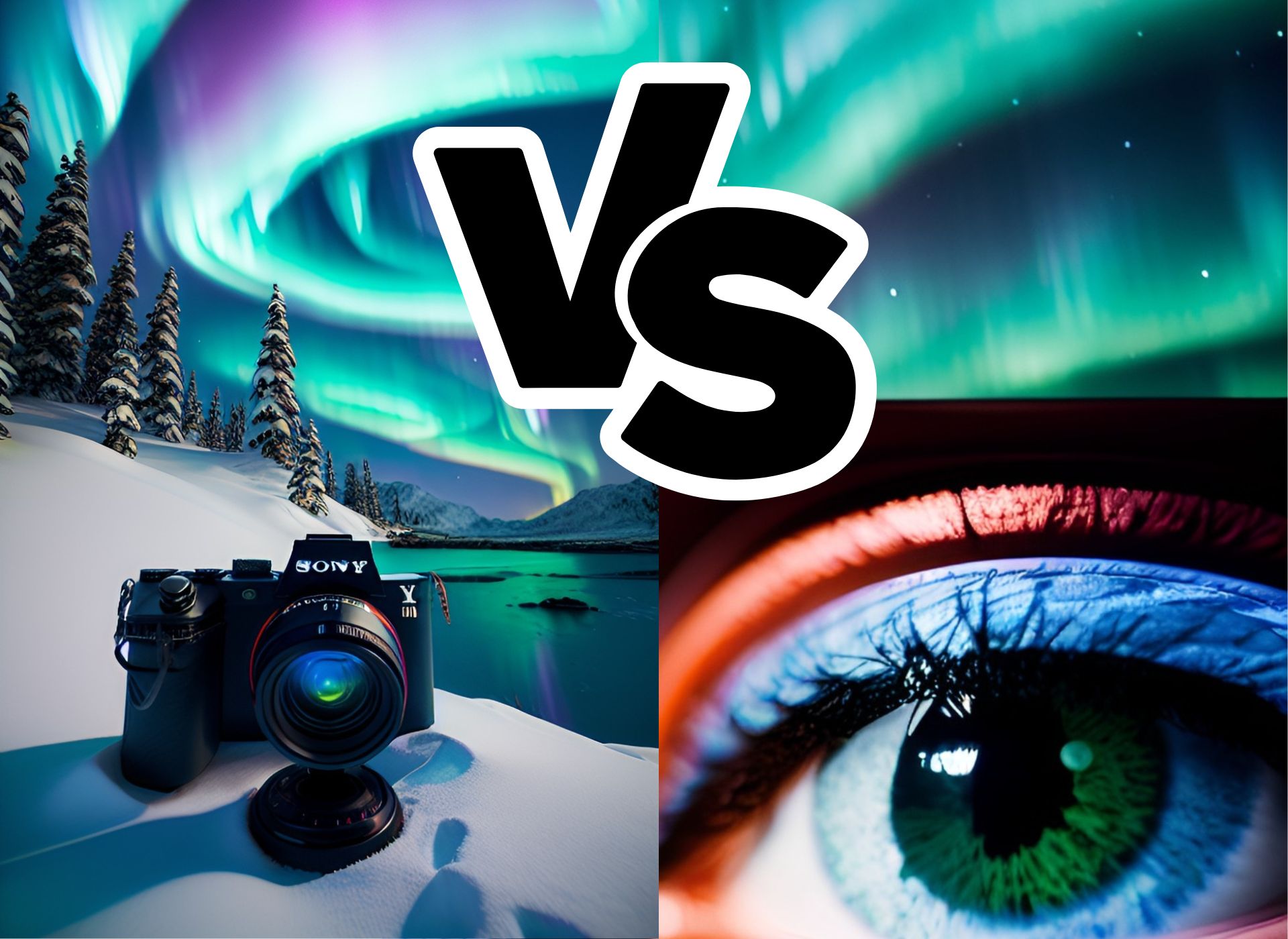 northern lights eye vs camera
