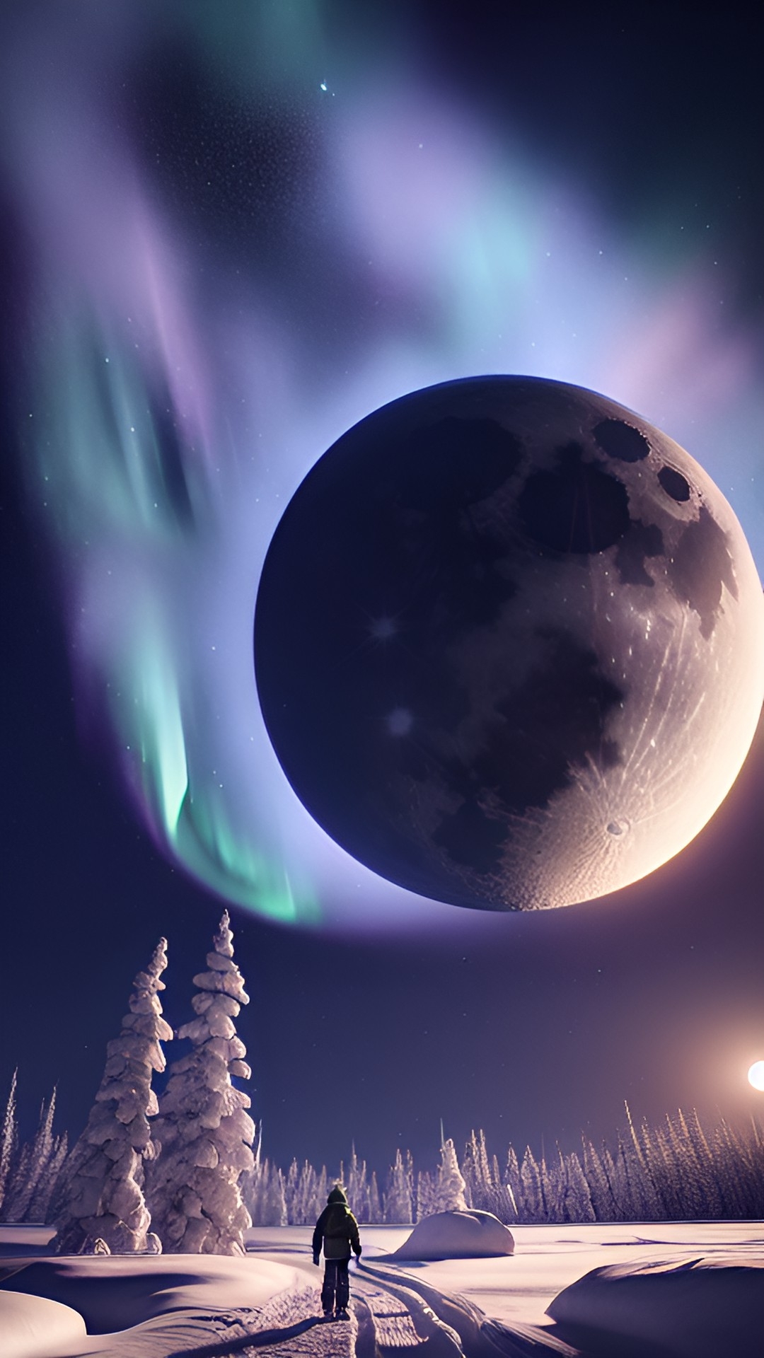 full moon northern lights