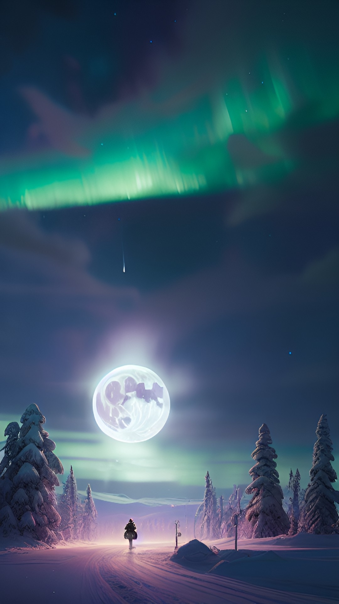 aurora with moon