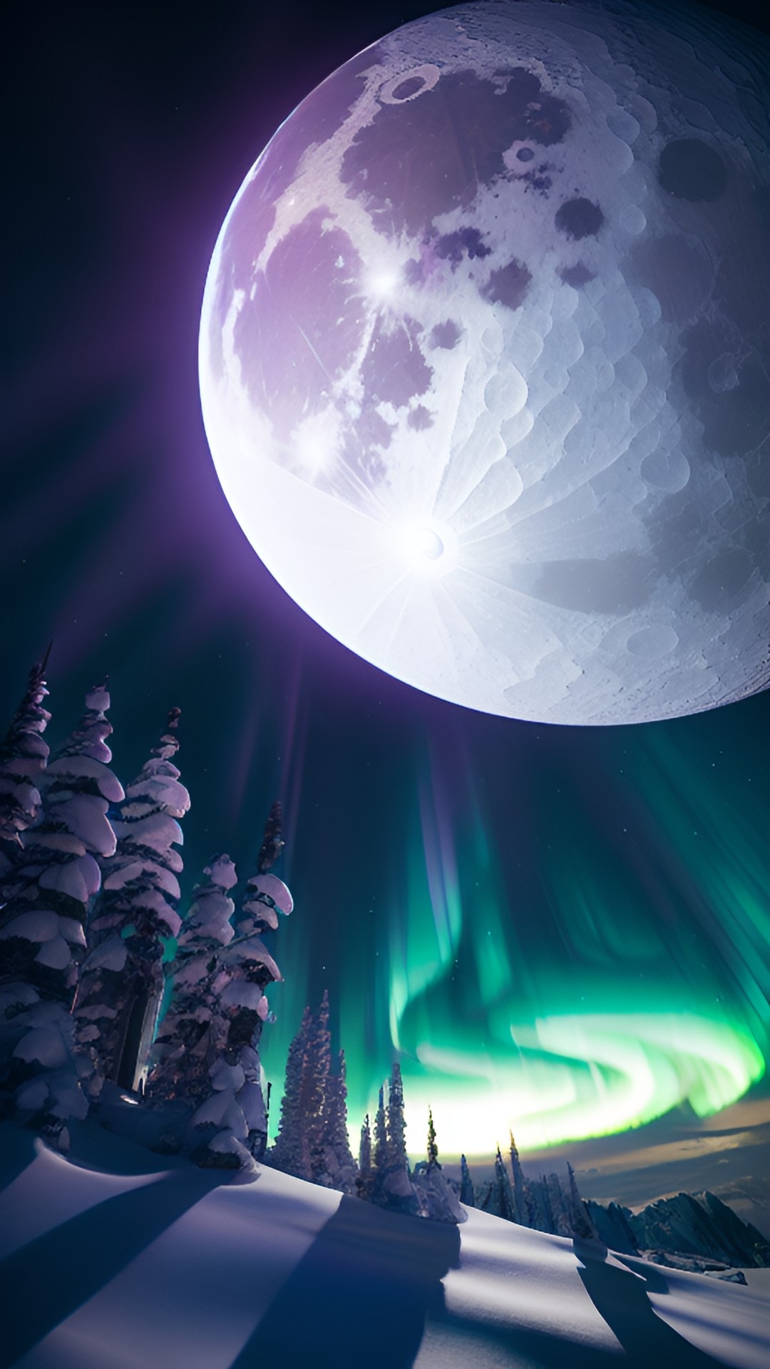 aurora with moon