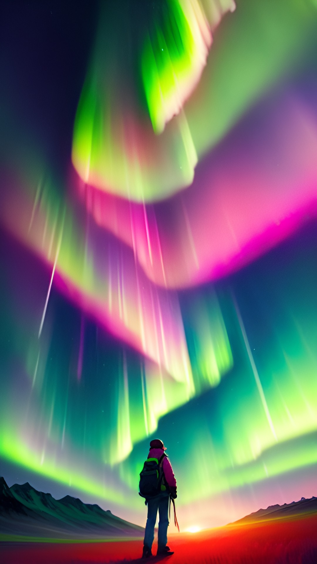 Aurora borealis pink