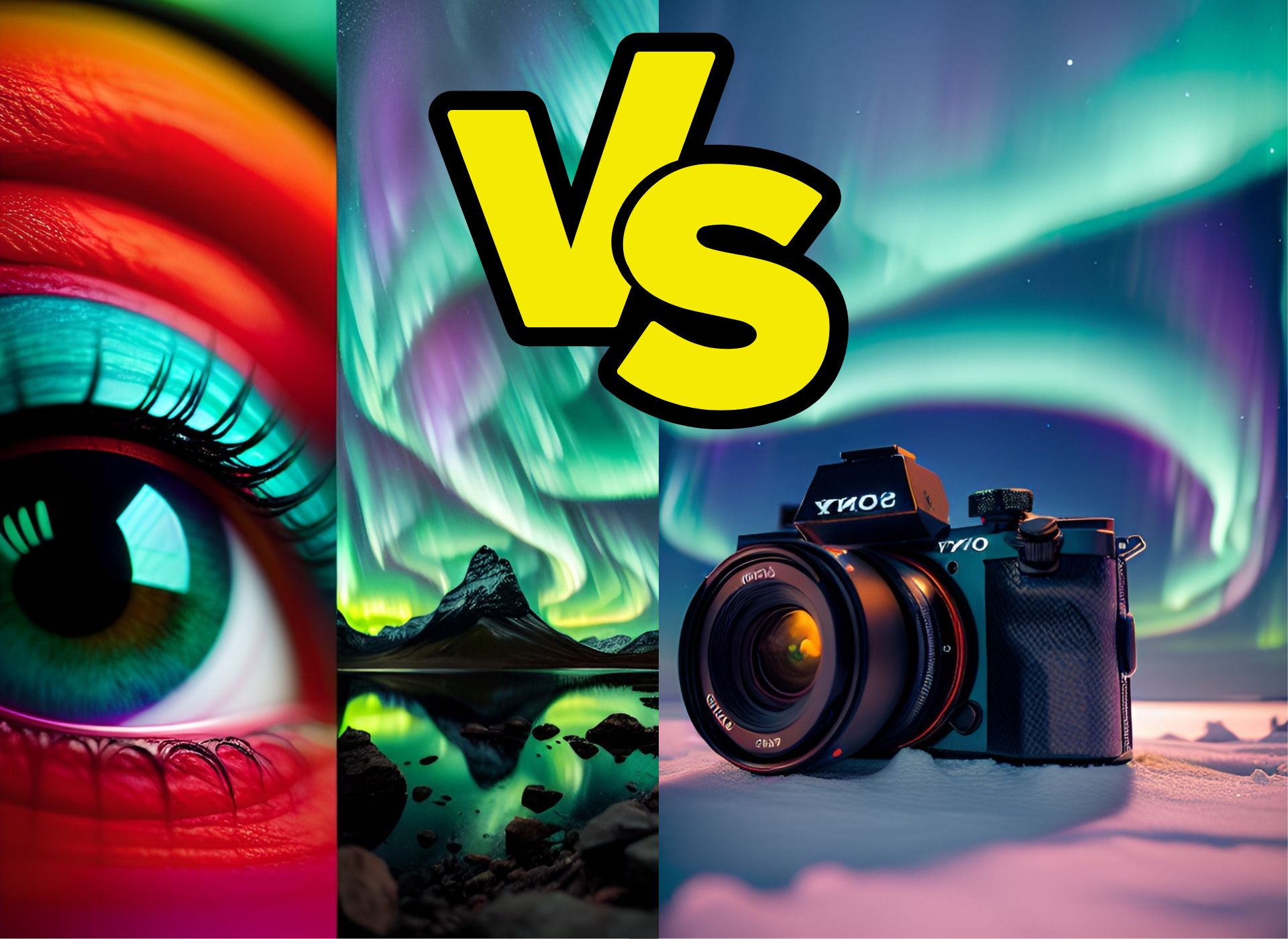 aurora borealis eye vs camera compared