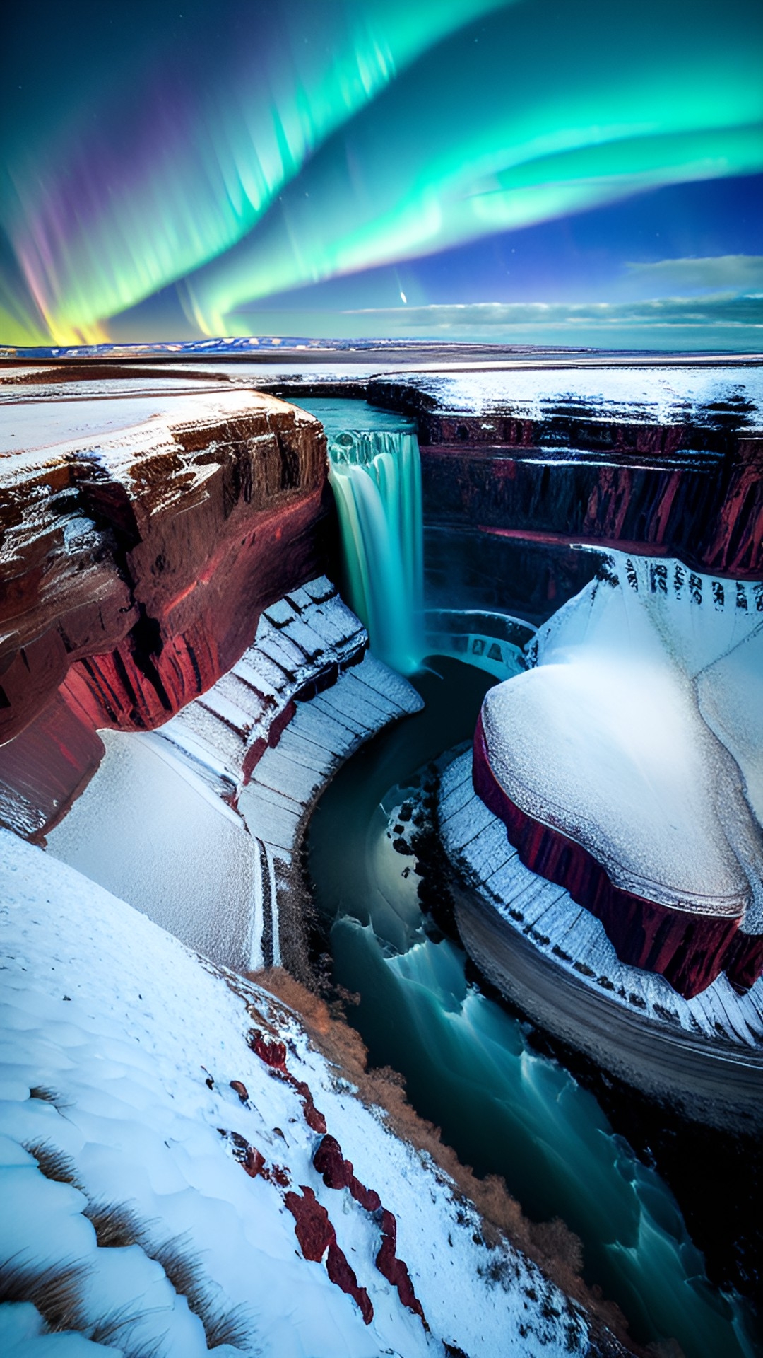 gullfoss waterfall iceland winter