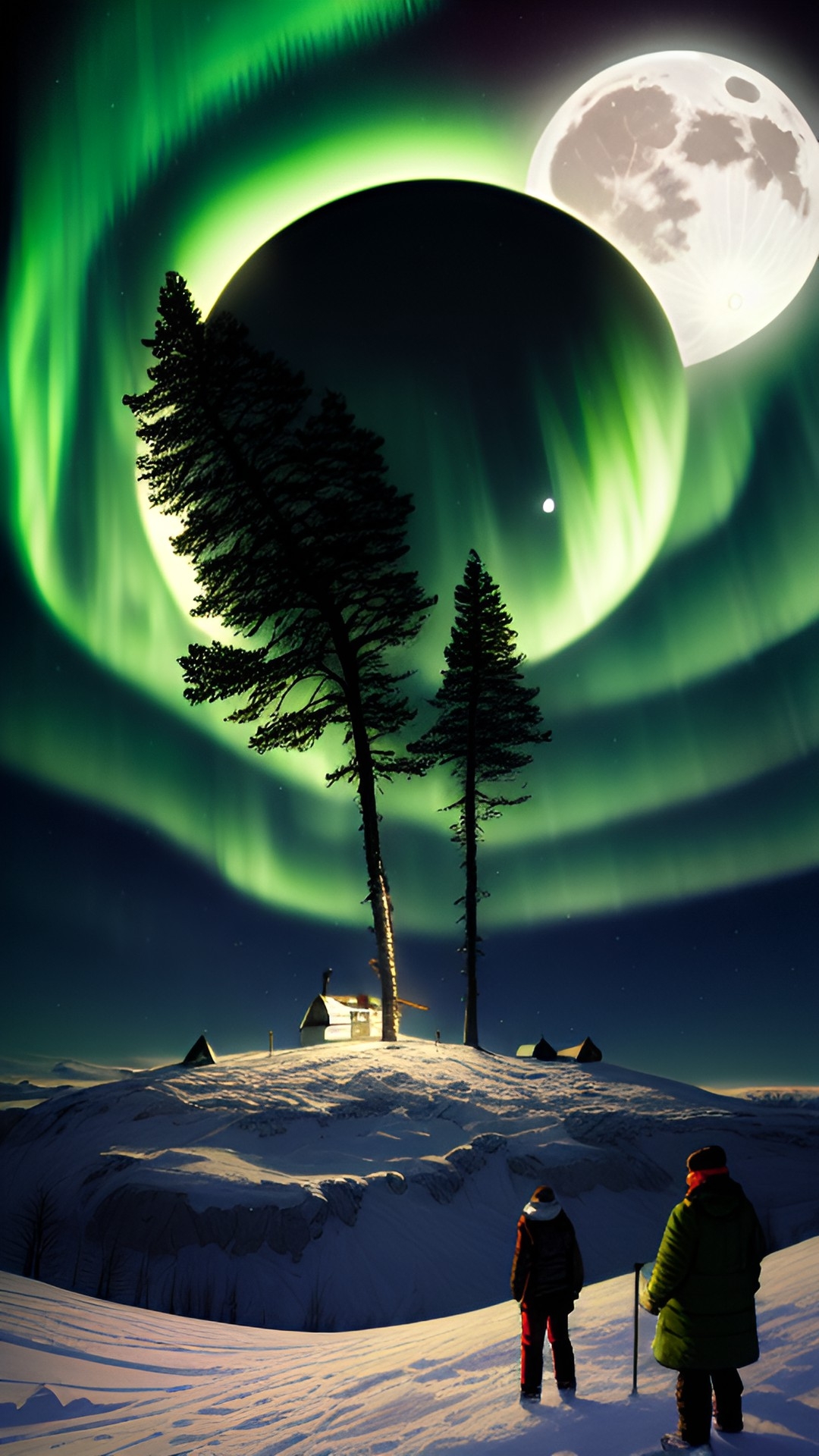 full moon northern lights