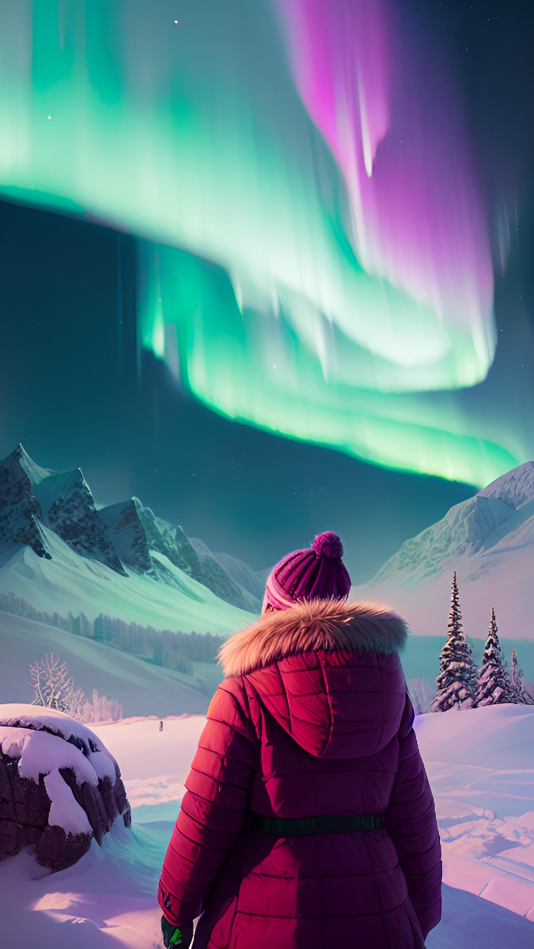 Pink northern lights